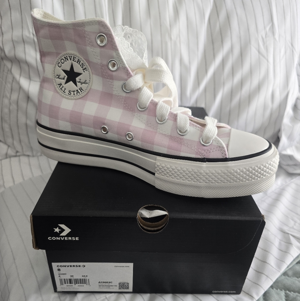 Pink Plaid Converse High-Top Sneakers